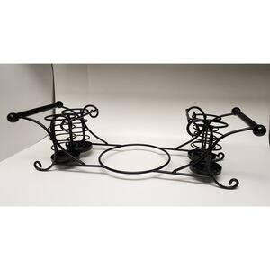 Buffet Caddy Black Wrought Iron Plates Flatware Holder 24x9x11